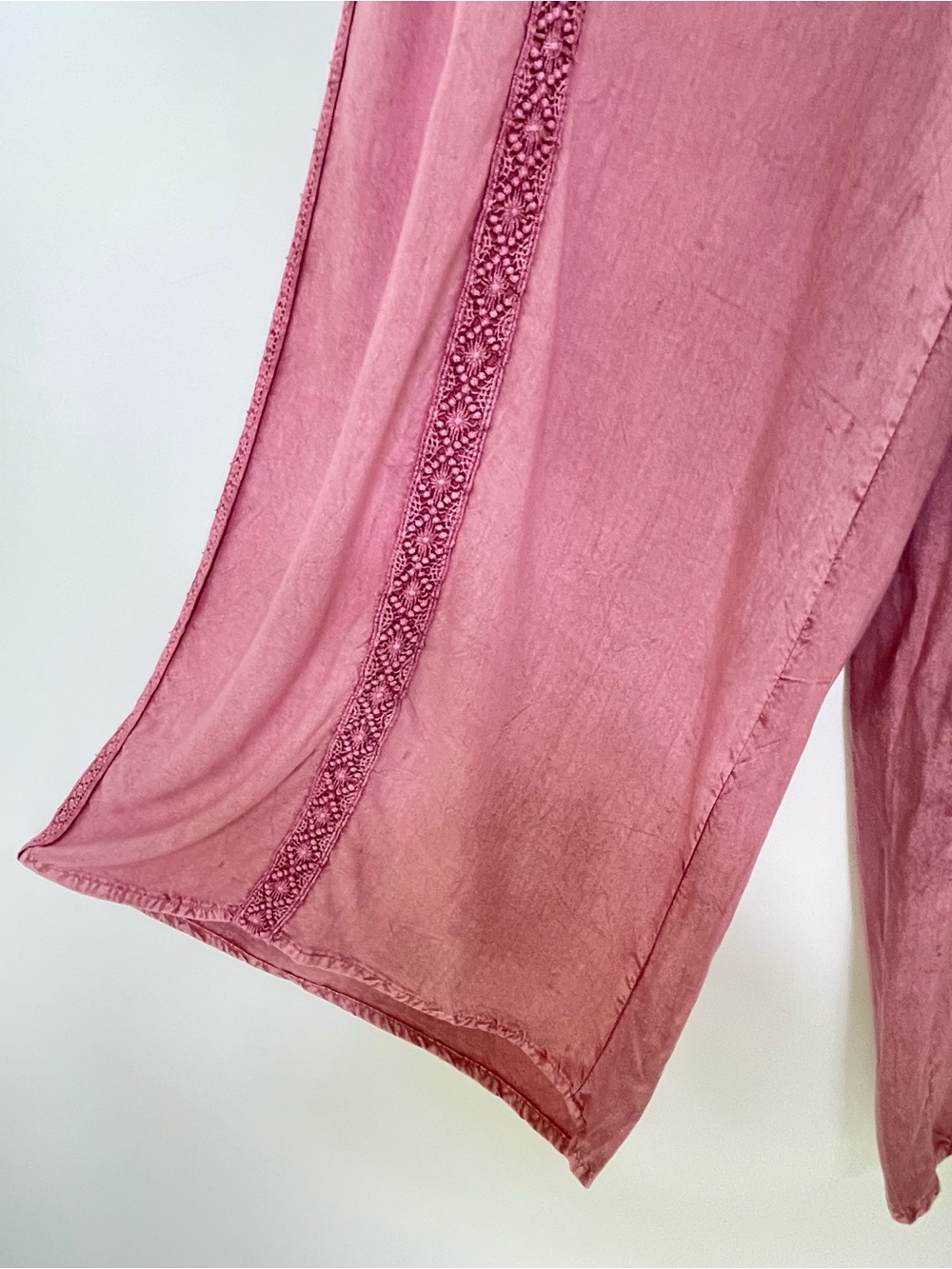 Bohemian | Devi Wide Leg Embroidered Palazzo Pants | Mauve Pink Lace-Trim Corset - Picture 10 of 16
